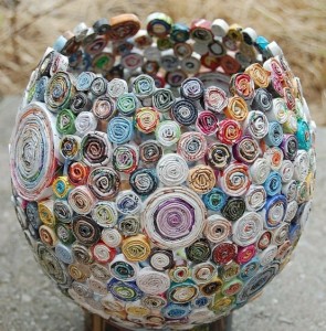 rolled paper vase