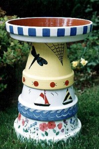 flowerpot bird bath