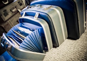 repurposed suitcase into filing cabinet